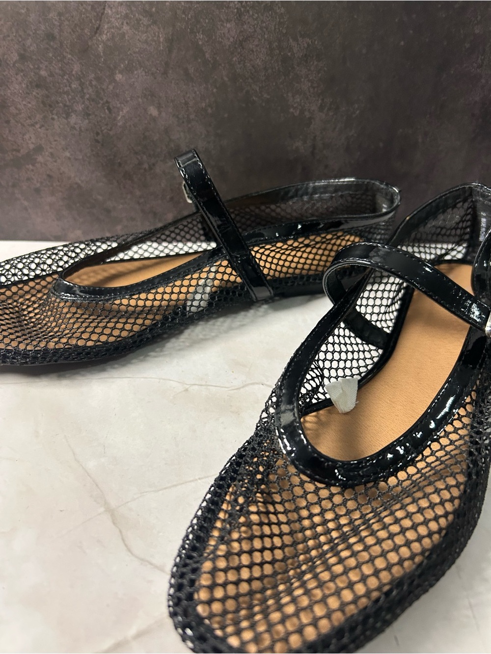 Black Mesh Mary Jane Flats - Picture 3 of 5